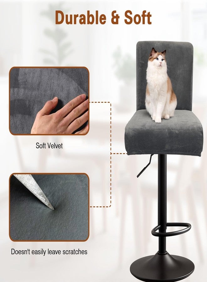 أغطية كراسي بار مخملية من WUSOUPU، أغطية كراسي بار ناعمة قابلة للتمدد مع مساند ظهر، قابلة للغسل والإزالة، مجموعة من 6 أغطية، أغطية كراسي بار قابلة للإزالة للمقاهي والحانات وغرف الطعام (مخمل رمادي داكن) - Image 3